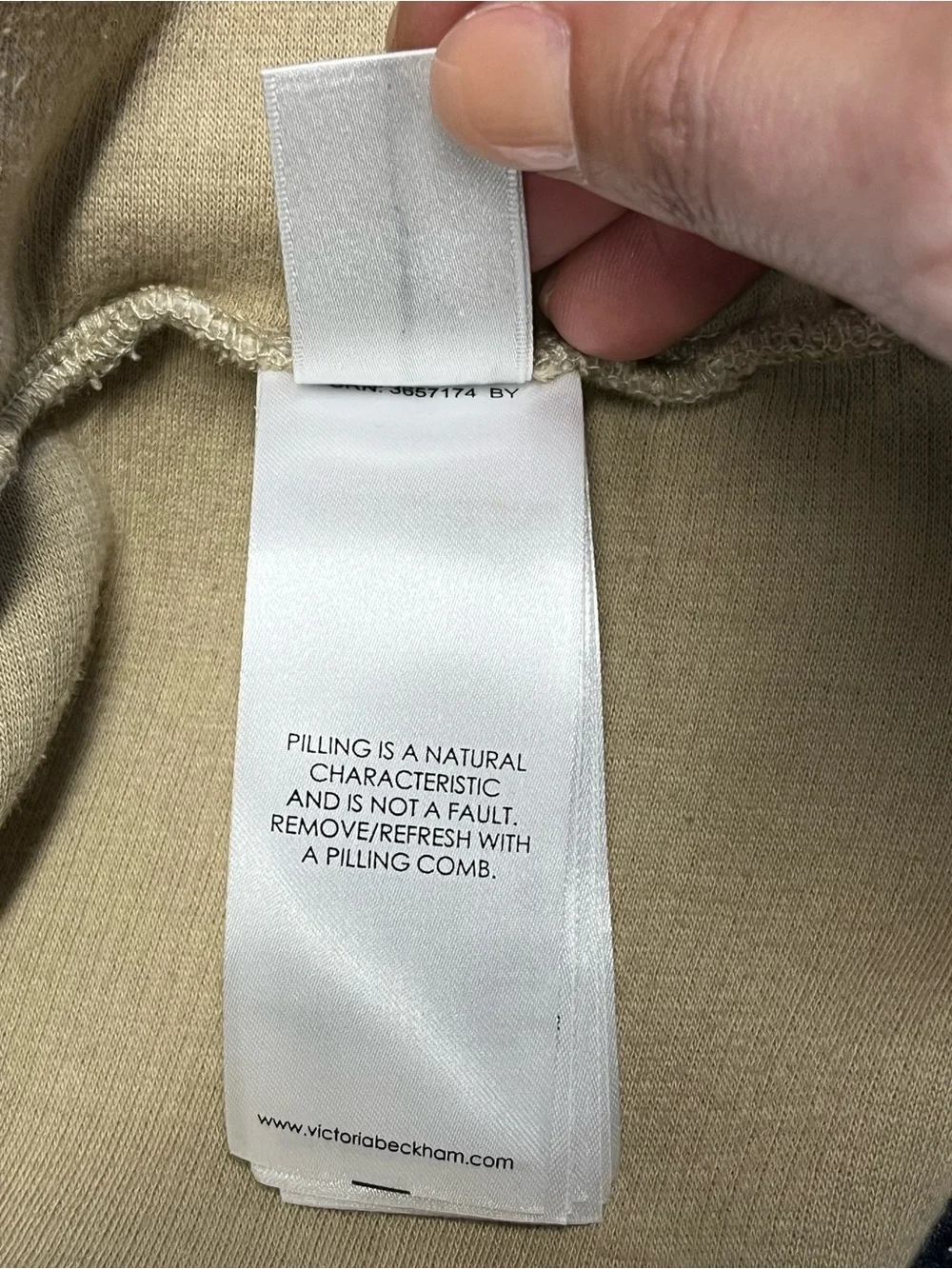 RARE Victoria Victoria Beckham | Beige Ribbed Cowl neck Zipper Striped Sweater L